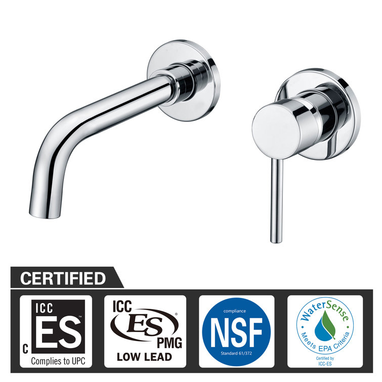 Contemporary Polished Brass Wall-Mounted Bathroom Faucet