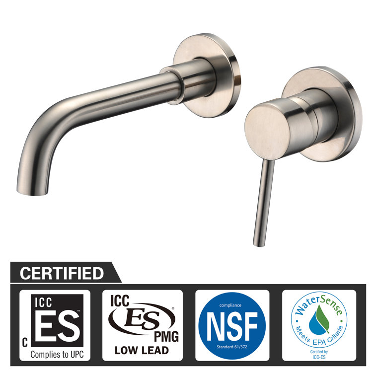 Brushed Nickel Wall Mount Bathroom Faucet with Brass Valve