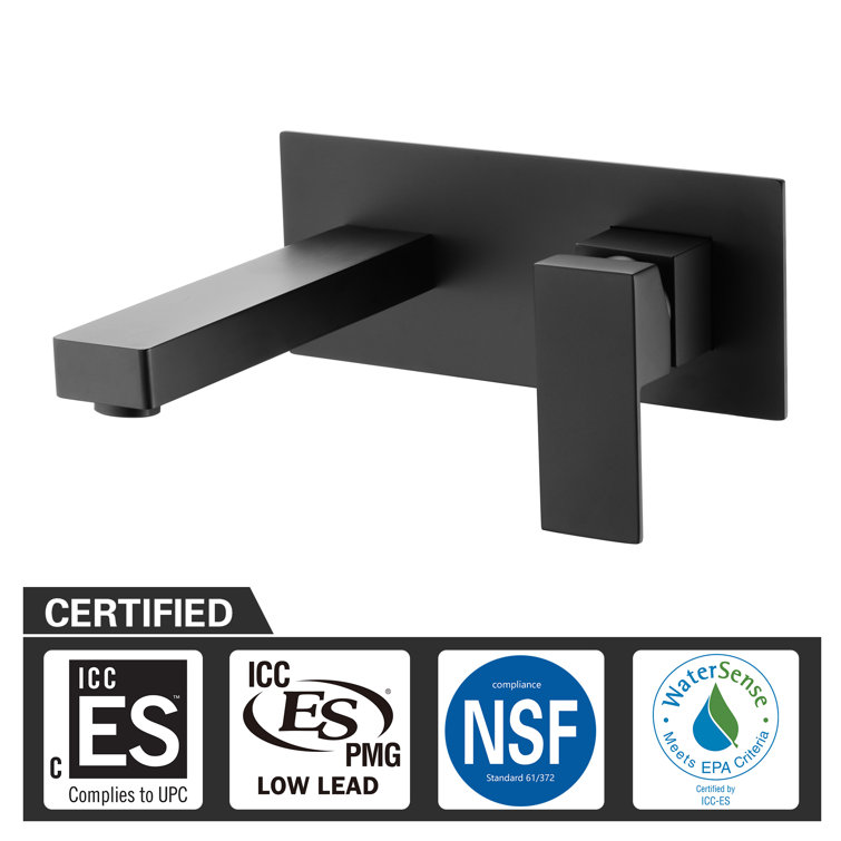 Matte Black Brass Wall-Mount Bathroom Faucet with Single Handle