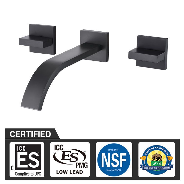 Matte Black Wall Mount Bathroom Faucet with Dual Handles