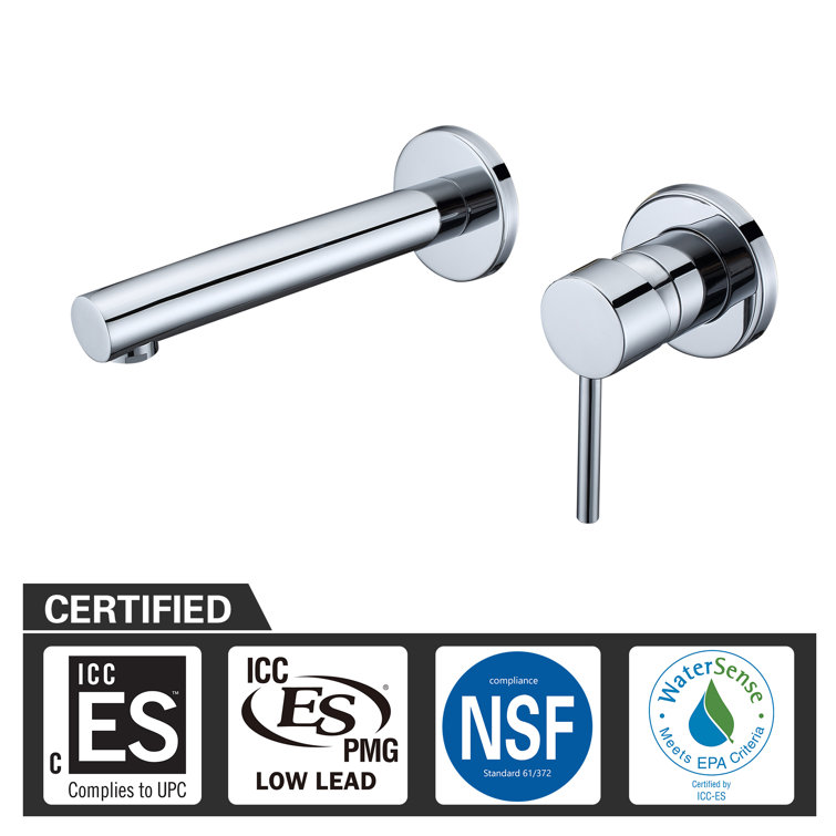 Modern Chrome Wall-Mounted Single Handle Bathroom Faucet