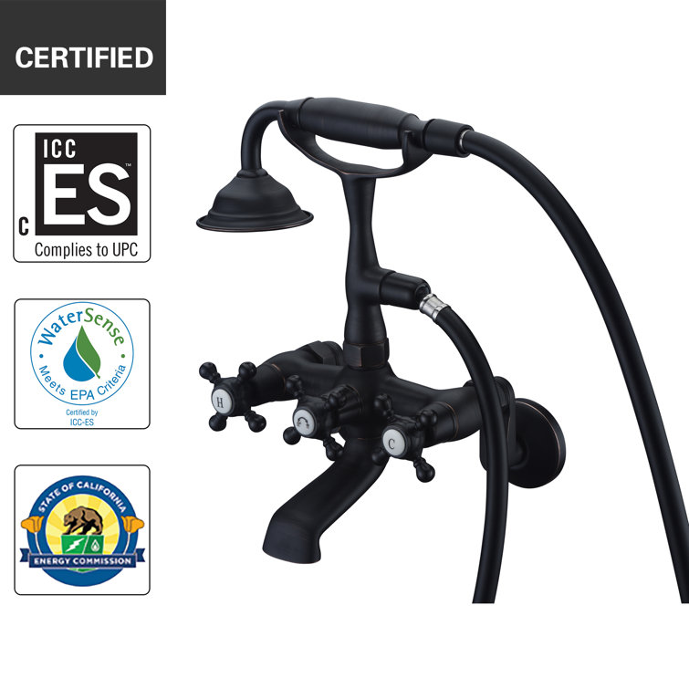 Oil Rubbed Bronze Wall Mount Clawfoot Tub Faucet with Hand Shower