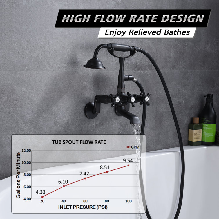 Oil Rubbed Bronze Wall Mount Clawfoot Tub Faucet with Hand Shower