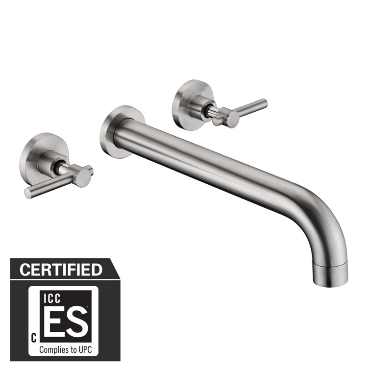 Brushed Nickel Wall Mount Tub Filler Faucet with Long Spout