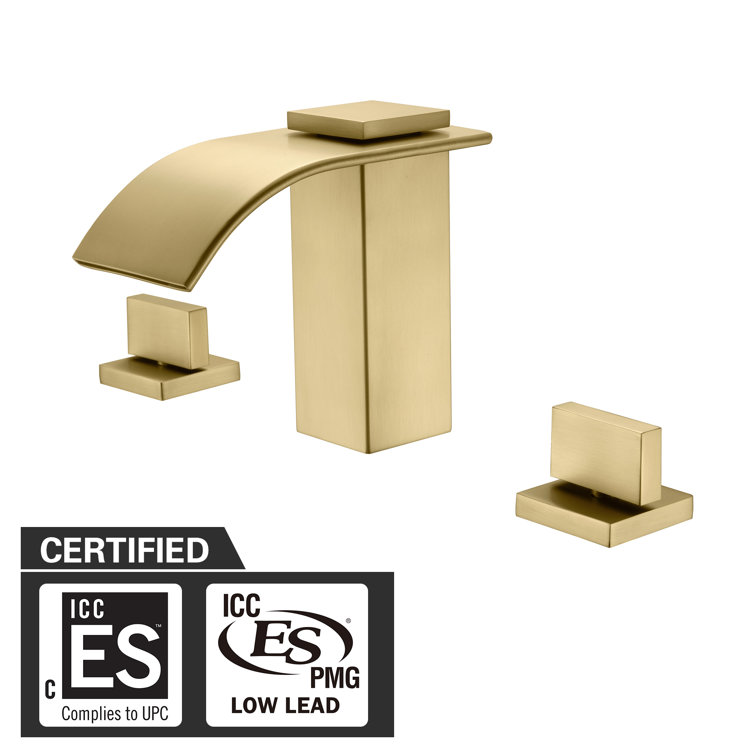 Brushed Gold Modern Waterfall Roman Tub Faucet with Knob Handles