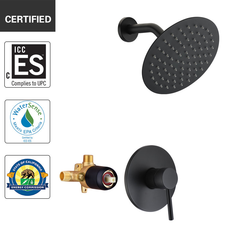 Matte Black Brass Wall Mounted Rain Shower Faucet Set
