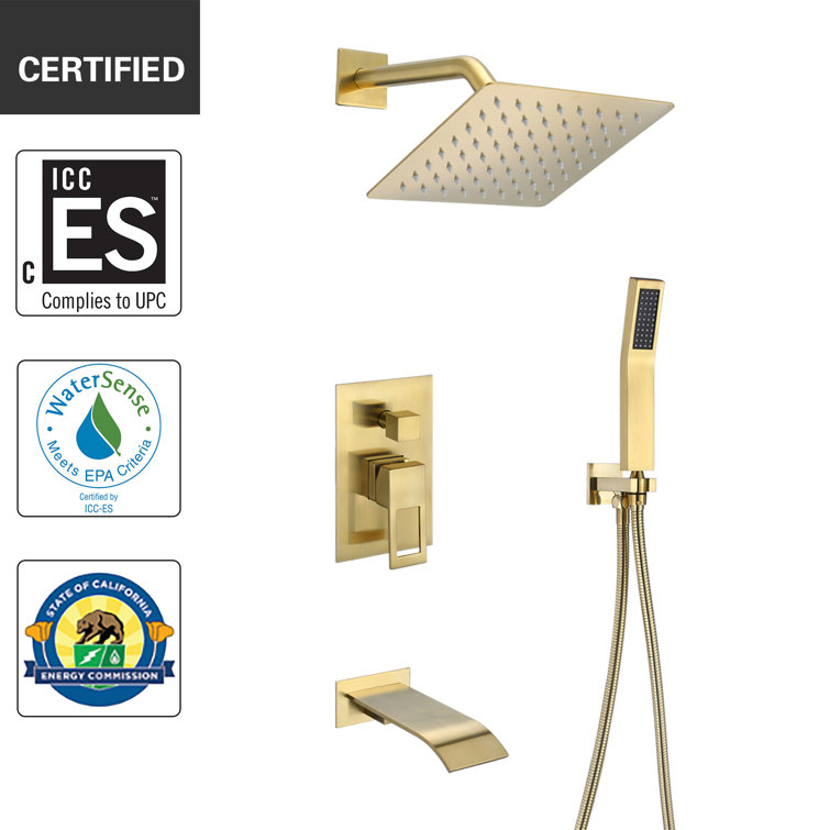 Brushed Gold Multi-Head Wall-Mounted Shower System
