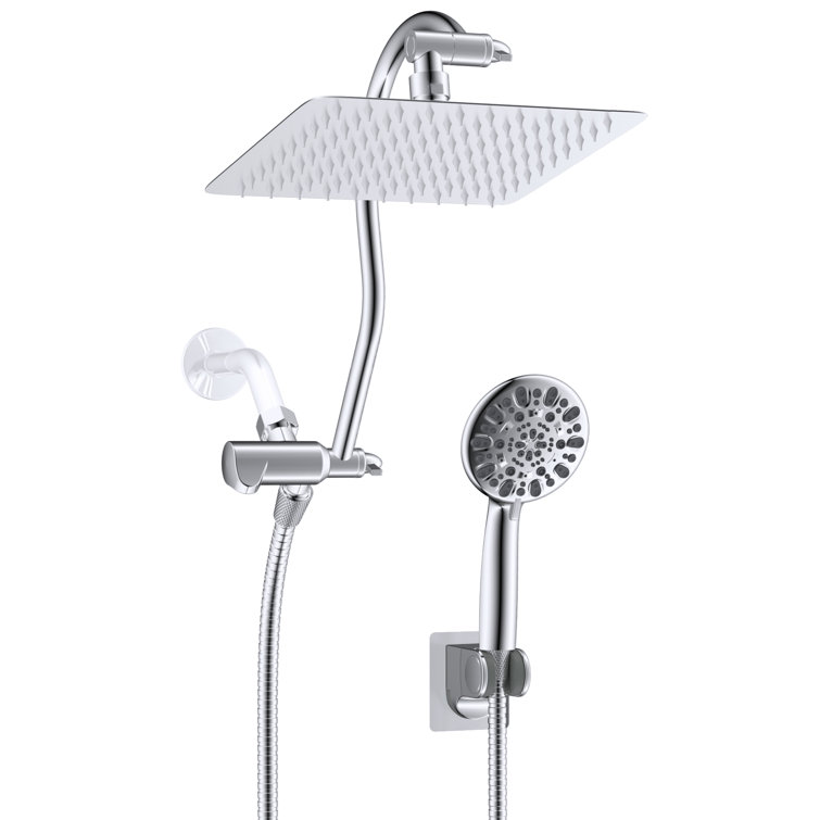 Chrome 8-Inch Rainfall Shower Head with Handheld Combo