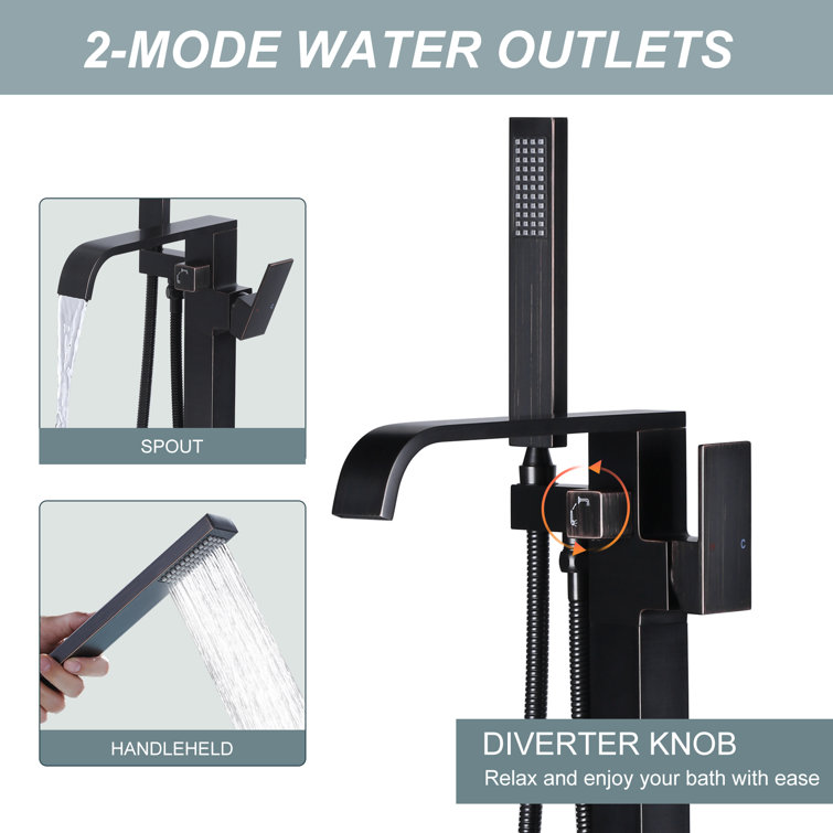 Oil Rubbed Bronze Freestanding Tub Faucet with Hand Shower