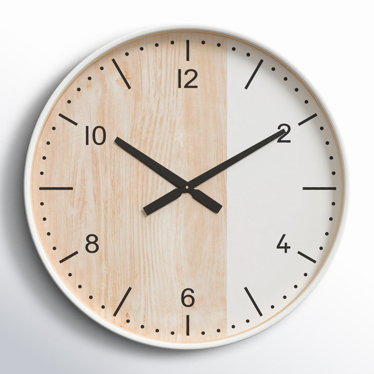 Nesrine 40'' Brown and White Stainless Steel Wall Clock