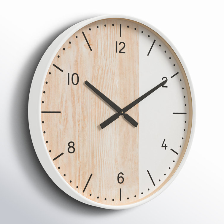 Nesrine 40'' Brown and White Stainless Steel Wall Clock