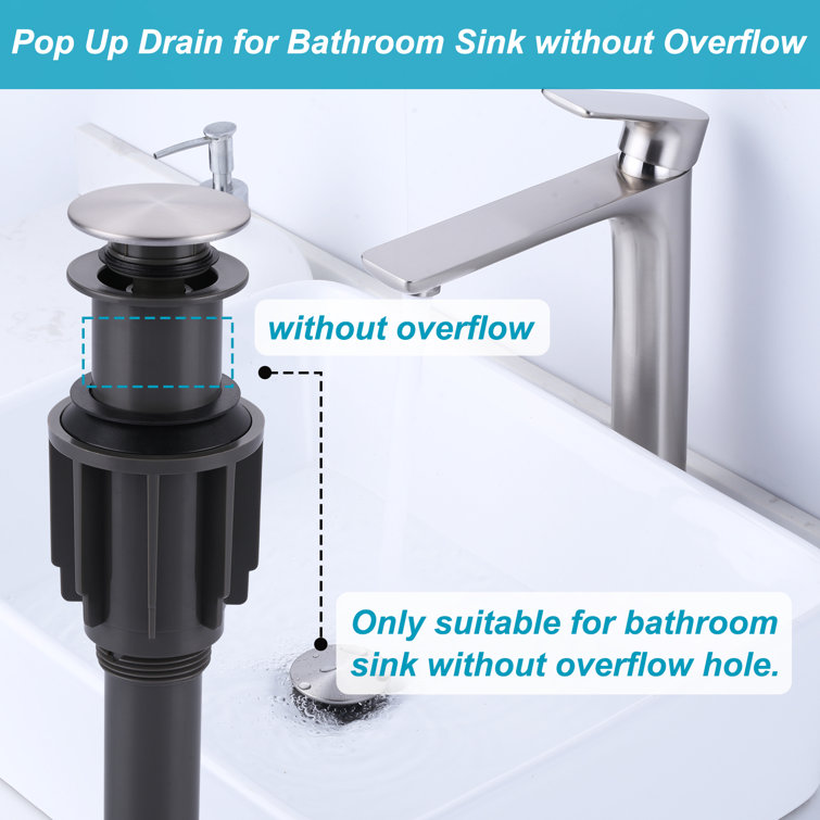 Brushed Nickel Pop-Up Drain Assembly for Bathroom Sink