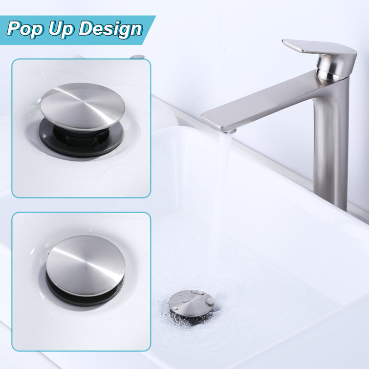 Brushed Nickel Pop-Up Drain Assembly for Bathroom Sink