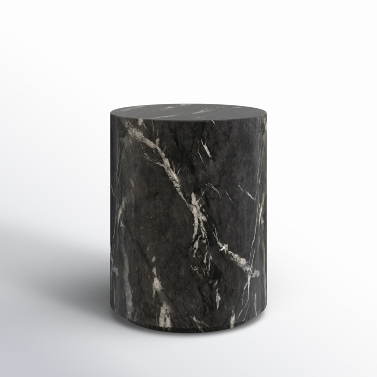Fenris Black Marble Concrete Drum End Table