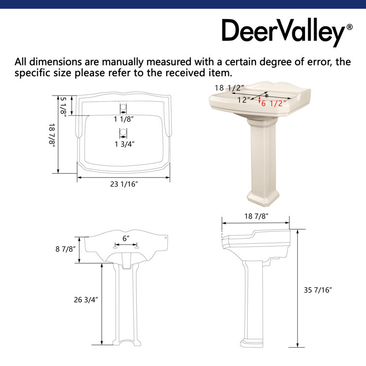 Bone Ceramic Rectangular Pedestal Bathroom Sink with Single Faucet Hole