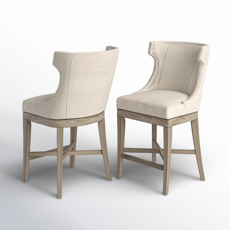 Trentin Cream Wood Swivel Wingback Counter Stool