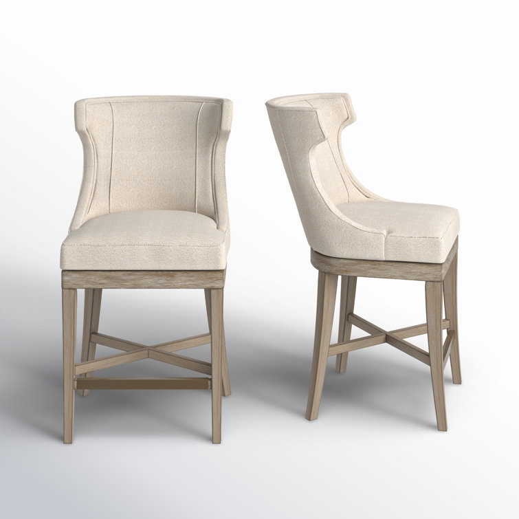 Trentin Cream Wood Swivel Wingback Counter Stool