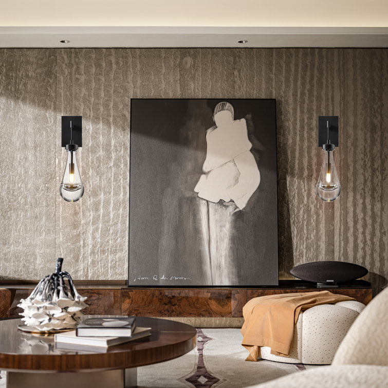 Black Metal Dual Light Raindrop Crystal Sconce