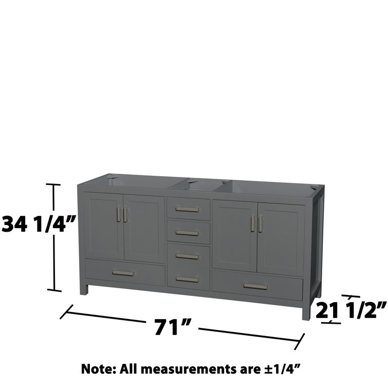 Sheffield 70.75" Elegant Dark Gray Double Bathroom Vanity Base