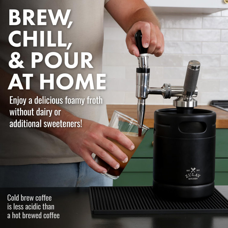Black Stainless Steel Nitro Cold Brew Coffee Maker with Creamer Faucet
