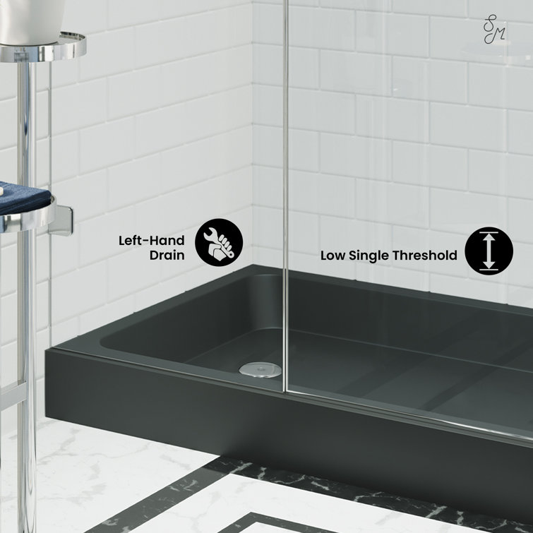 Voltaire 60" Black Acrylic Single-Threshold Shower Base