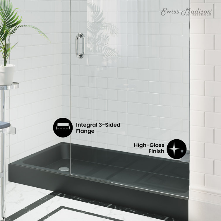 Voltaire 60" Black Acrylic Single-Threshold Shower Base