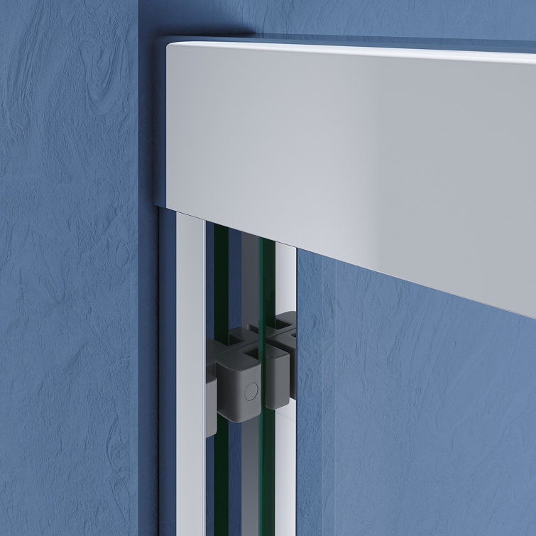 Chrome Frameless Double Sliding Shower Door with Clear Tempered Glass