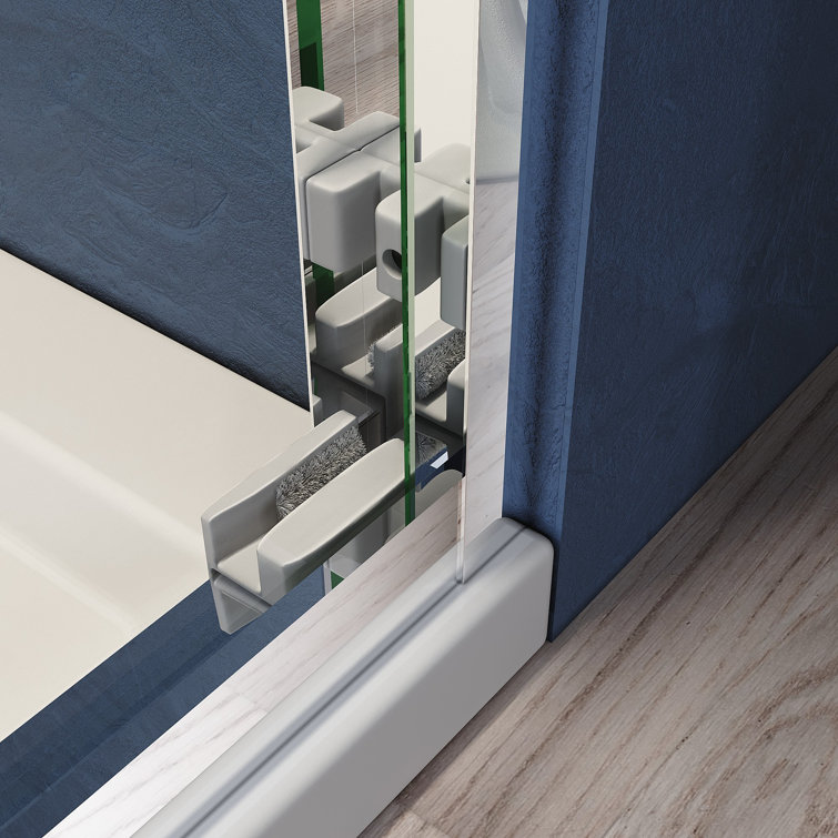 Chrome Frameless Double Sliding Shower Door with Clear Tempered Glass
