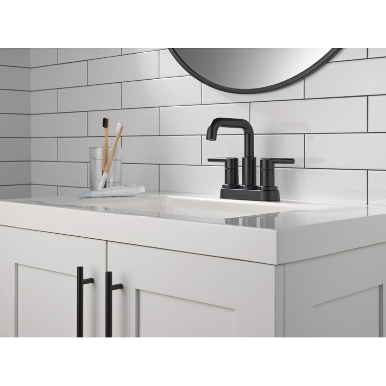 Matte Black Stainless Steel Centerset Bathroom Faucet with Pop-Up Drain
