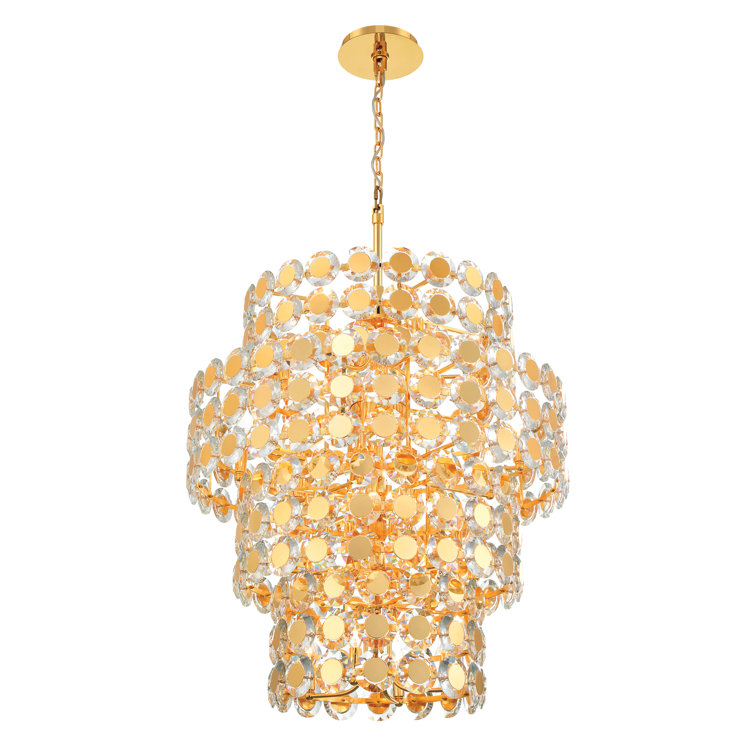 Gold and Clear Crystal 24-Light Drum Chandelier