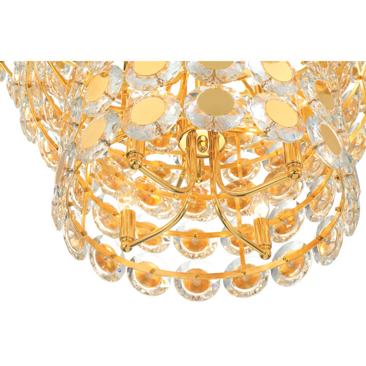 Gold and Clear Crystal 24-Light Drum Chandelier