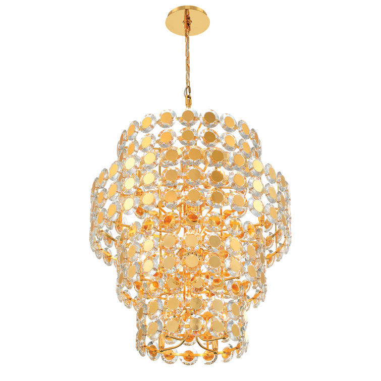 Gold and Clear Crystal 24-Light Drum Chandelier