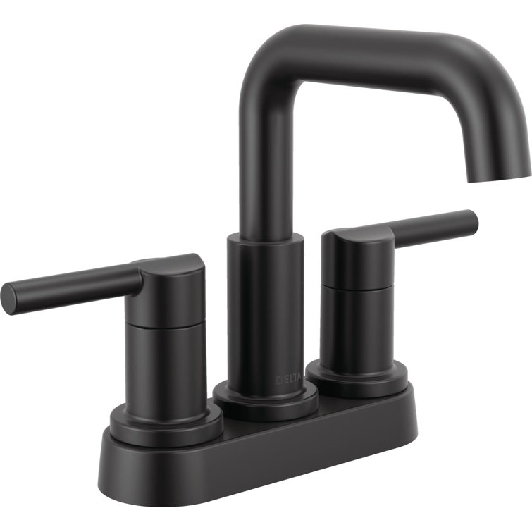 Matte Black Stainless Steel Centerset Bathroom Faucet with Pop-Up Drain