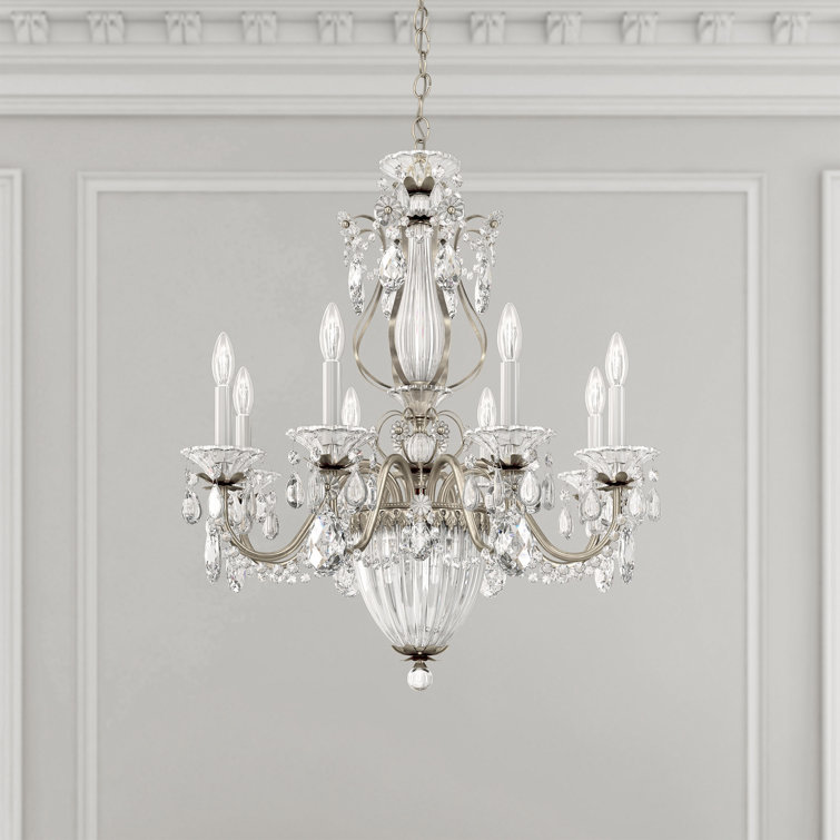 Elegant Antique Silver 11-Light Chandelier with Heritage Crystal