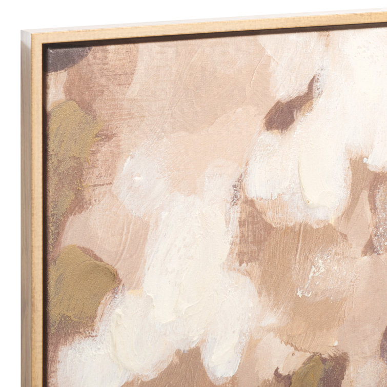 24" Brown and Cream Linen Canvas Painting with Wood Frame
