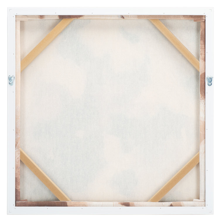 24" Brown and Cream Linen Canvas Painting with Wood Frame