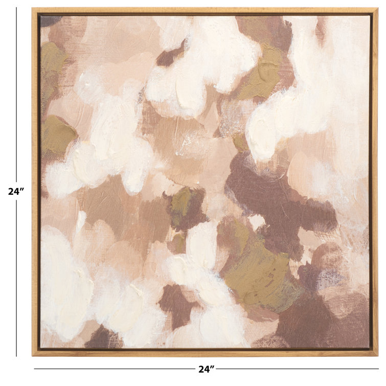 24" Brown and Cream Linen Canvas Painting with Wood Frame