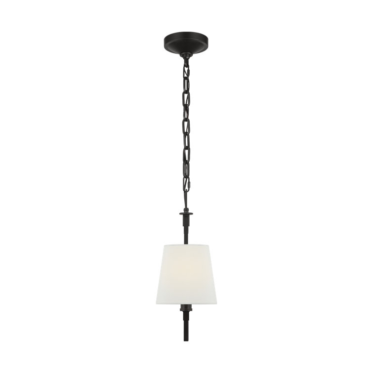 Perth Aged Iron 2-Light Chandelier with White Linen Shades
