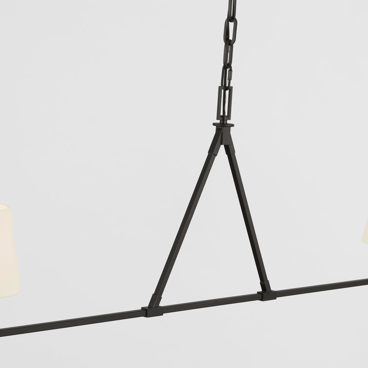 Perth Aged Iron 2-Light Chandelier with White Linen Shades