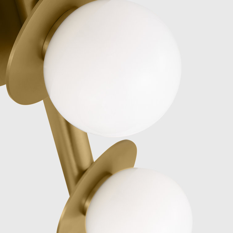 Burnished Brass 5-Light Vanity with Milk Glass Shades