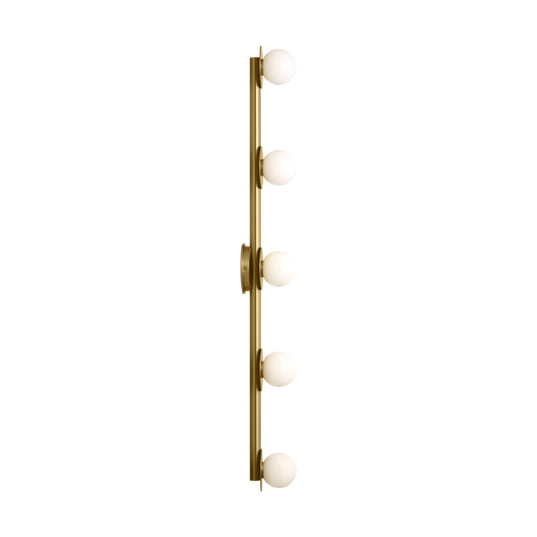 Burnished Brass 5-Light Vanity with Milk Glass Shades