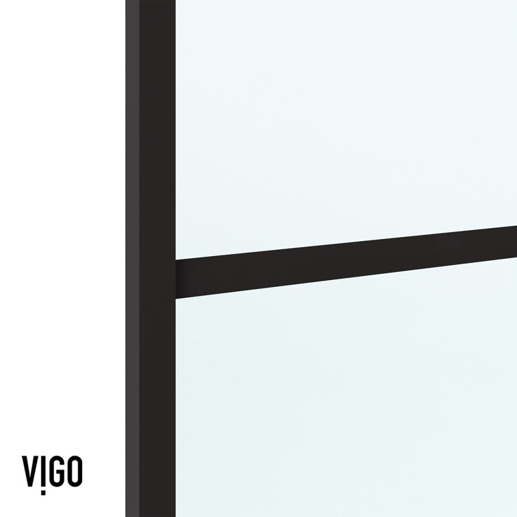 Meridian 60" Matte Black and Clear Grid Glass Shower Door