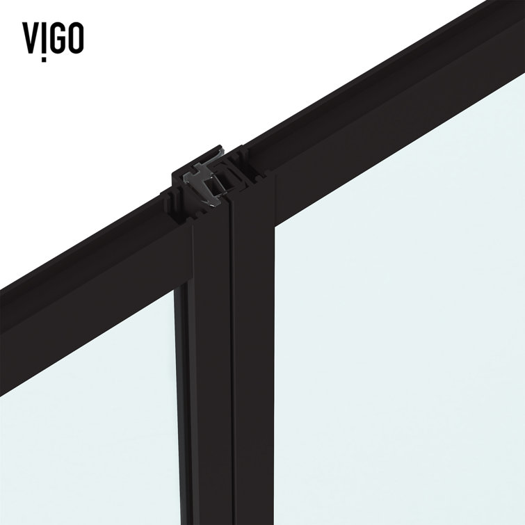 Meridian 60" Matte Black and Clear Grid Glass Shower Door