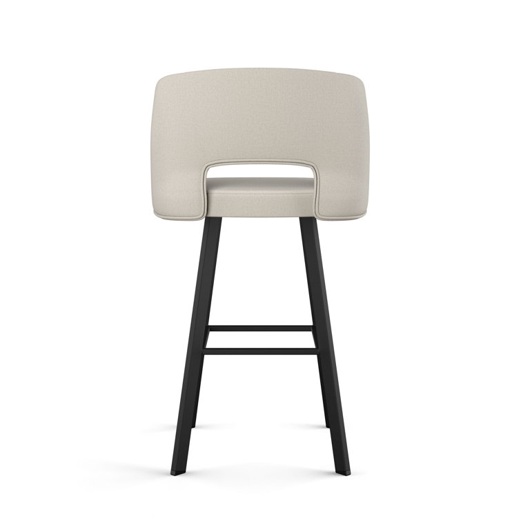 Grey-Beige Swivel Counter Stool with Black Metal Frame