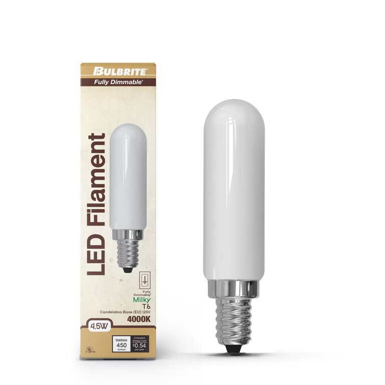 4.5 Watt White Dimmable T6 LED Light Bulb with Milky Glass Finish
