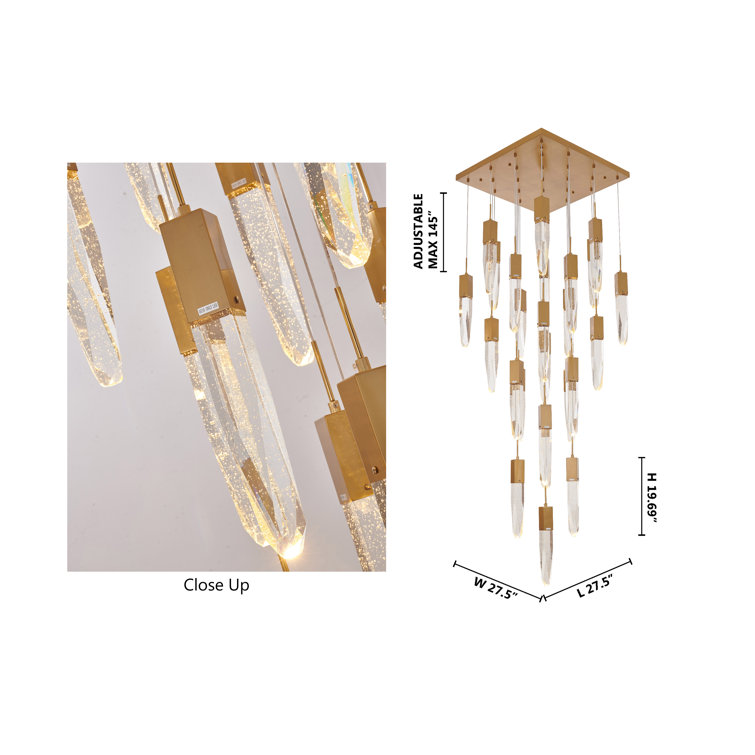 Aaleiah Black 27.5" Metal Chandelier with Iceberg Bubble Crystals