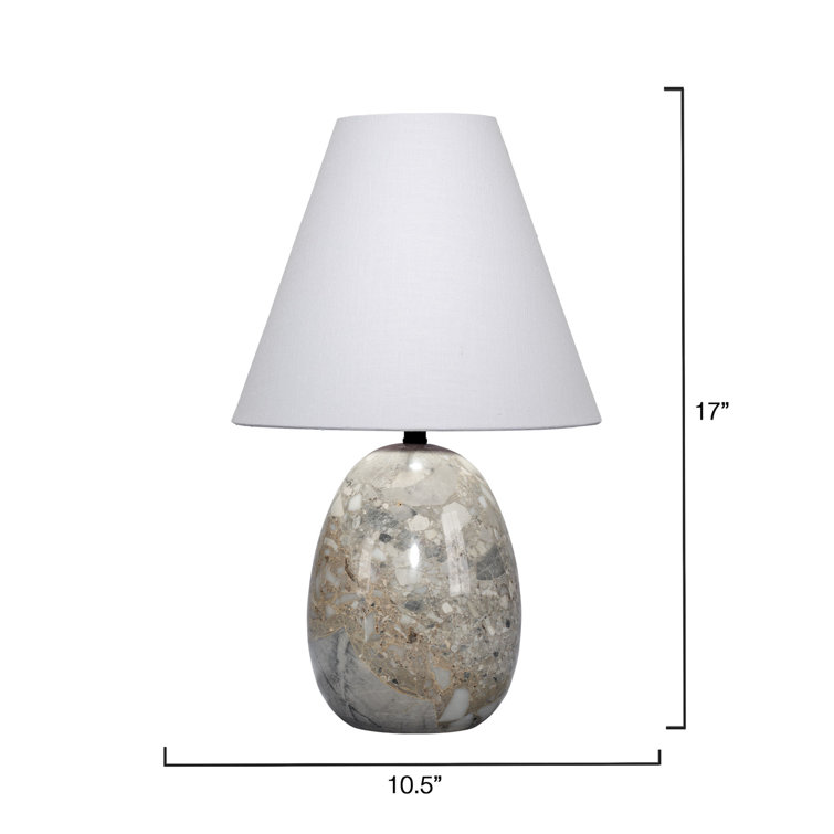 Natural Travertine Table Lamp with White Linen Shade
