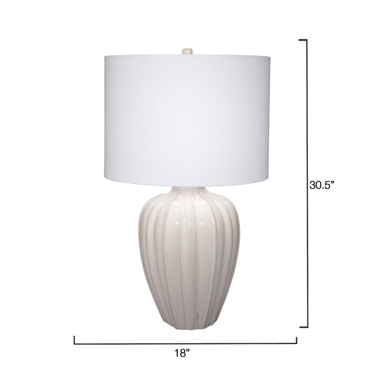 Seraphina Light Cream Ceramic Table Lamp with White Linen Shade