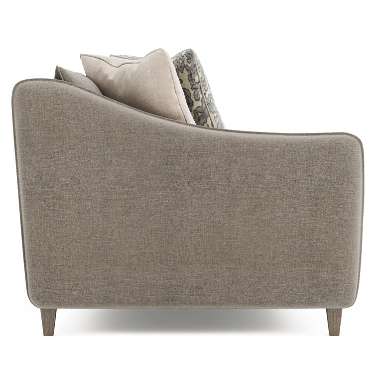 Gray Fabric Loveseat with Sloped Arms and Tapered Legs