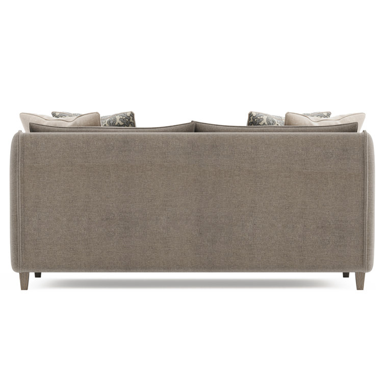 Gray Fabric Loveseat with Sloped Arms and Tapered Legs